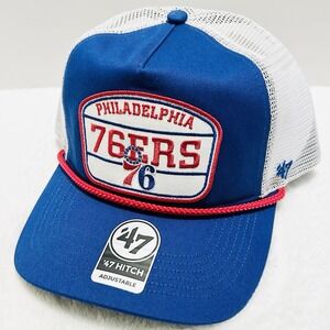 '47‎ Brand Philadelphia 76ers Hone Patch A-Frame Hitch Hat Cap Adjustable Blue